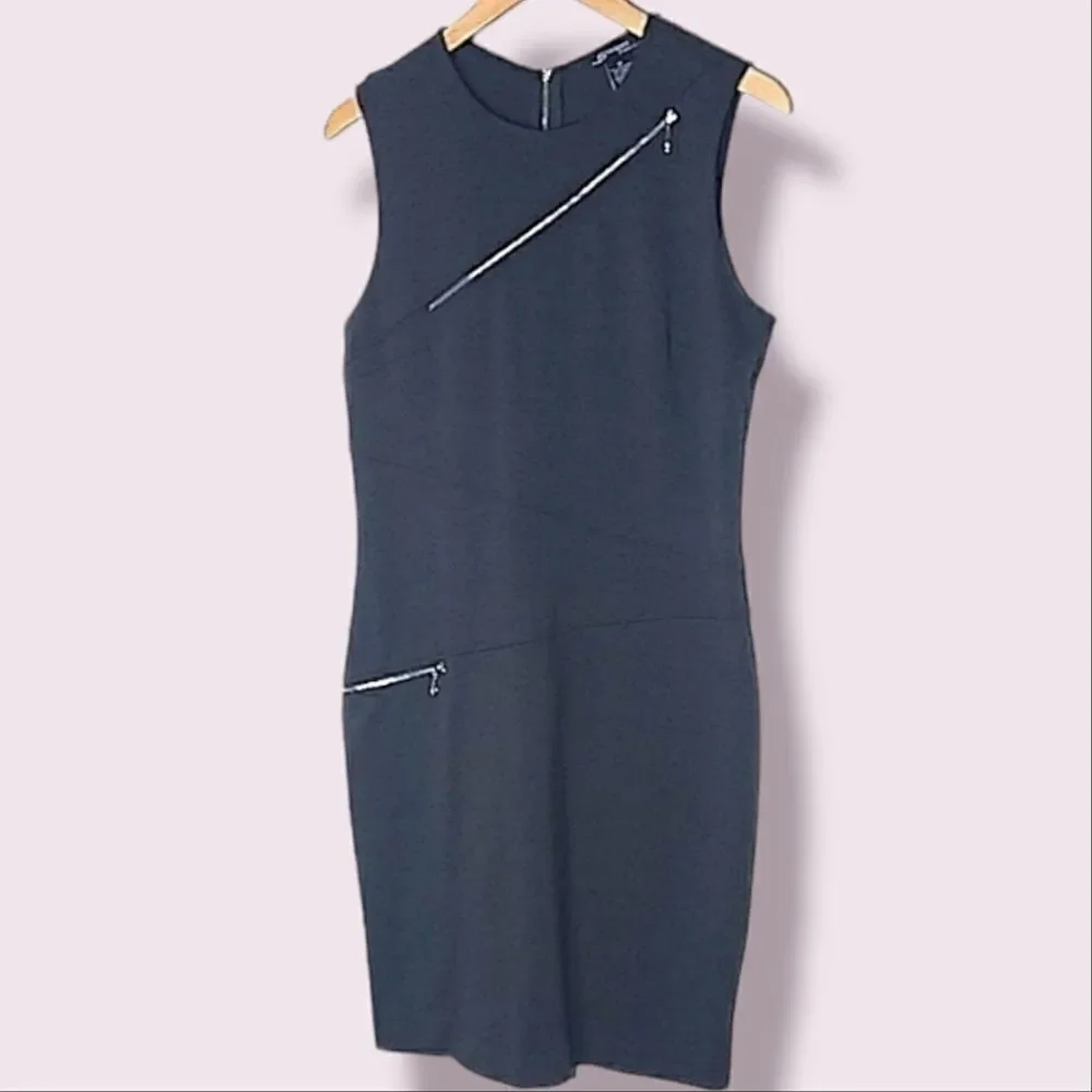 Sharagano Studio Charcoal Grey Fine Knit Shift Dress Size 10